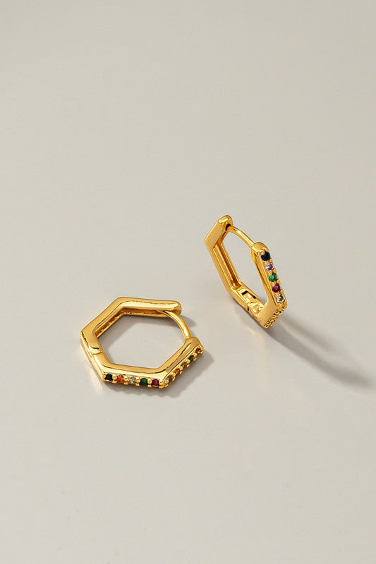 Hexagon earrings multicolor Fashion Lux Shop