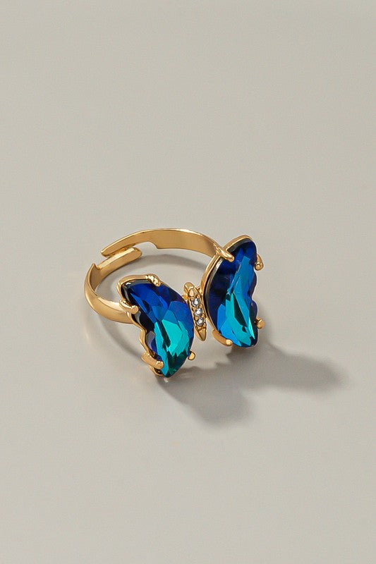 Butterfly ring with adjustable brass band Fashion Lux Shop