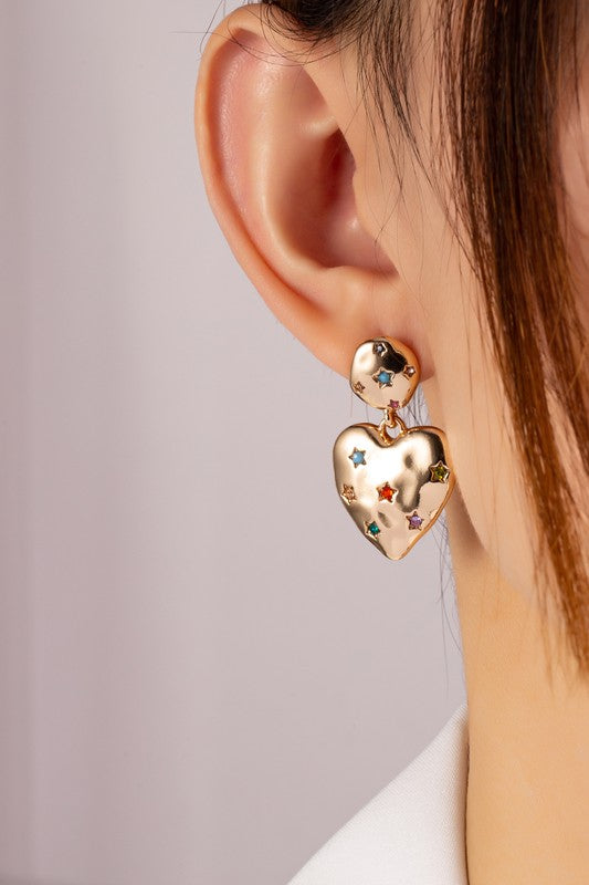 Heart rhinestones stars earrings Fashion Lux Shop