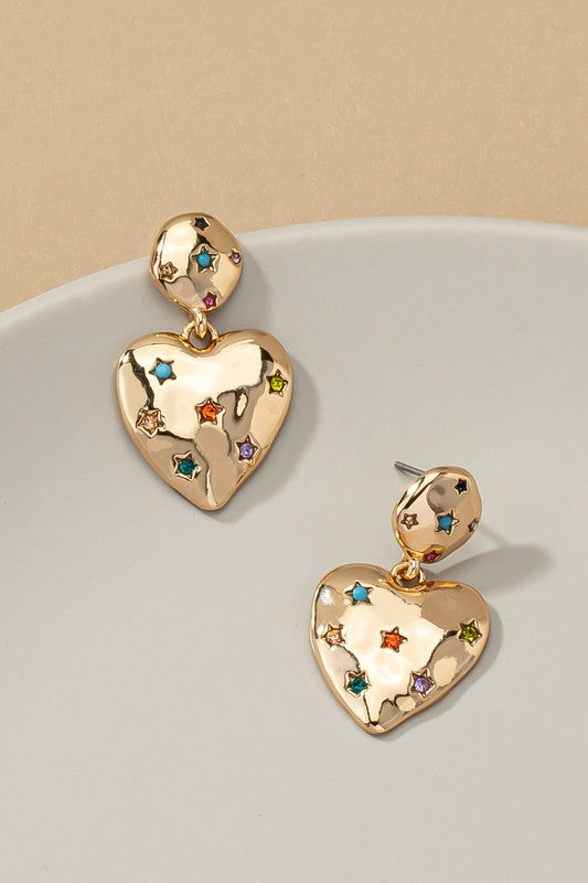 Heart rhinestones stars earrings Fashion Lux Shop