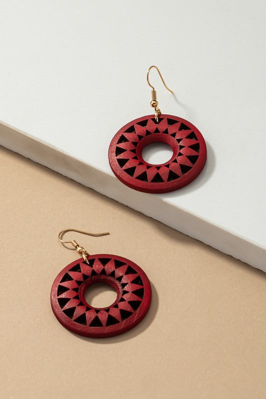 Circle Wood style drop earrings Fashion Lux Shop
