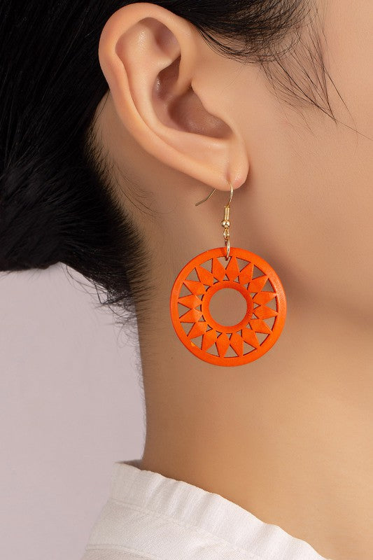 Circle Wood style drop earrings Fashion Lux Shop