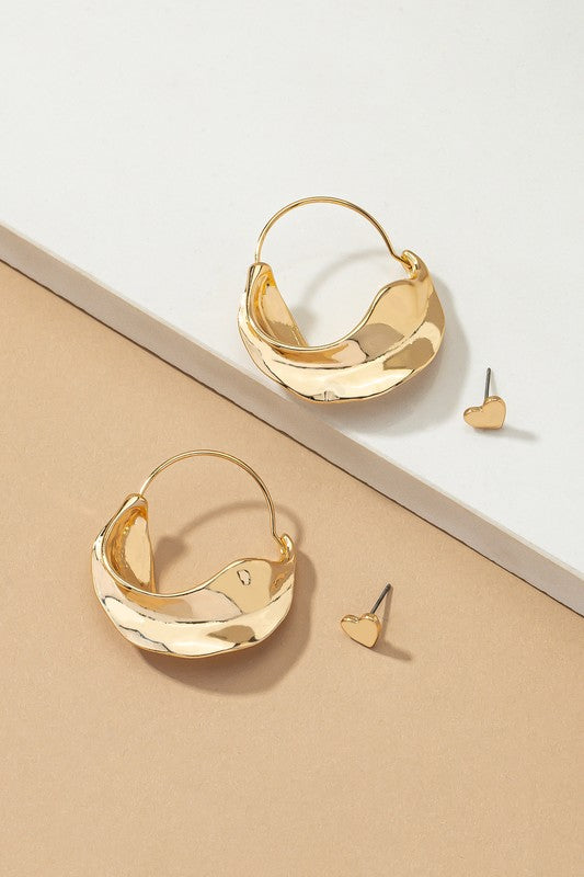 GOLD NUGGET HOOP/HEART STUD Fashion Lux Shop
