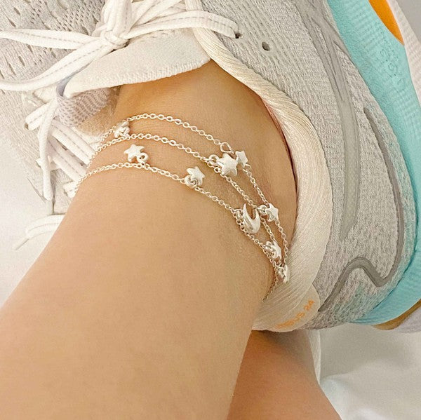 Star Chain Anklet, Set of 3 Fashion Lux Shop
