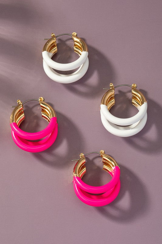 Tube hoop earrings Triple layer Fashion Lux Shop