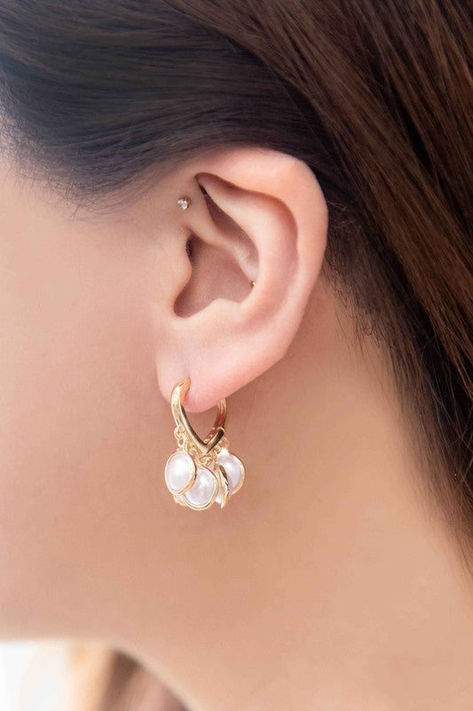 Circle Pearl Hoop Earrings Fashion Lux Shop