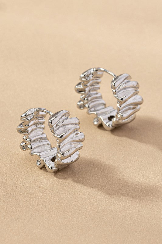 Brass hoop ruffled earrings Fashion Lux Shop