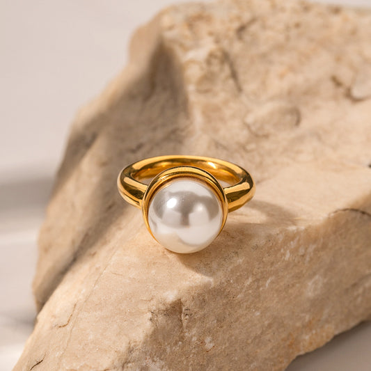Inlaid pearl ring 18K gold Fashion Lux Shop
