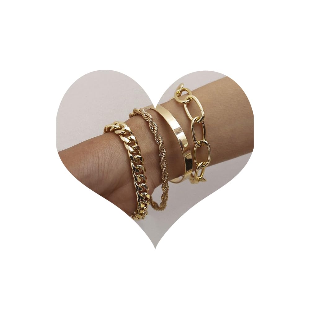 Chain Bracelets Gold Silver 4 bracelets Set Fashion Lux Shop