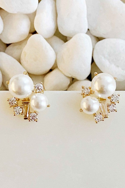 Pearl And Shine Stud Earrings Fashion Lux Shop