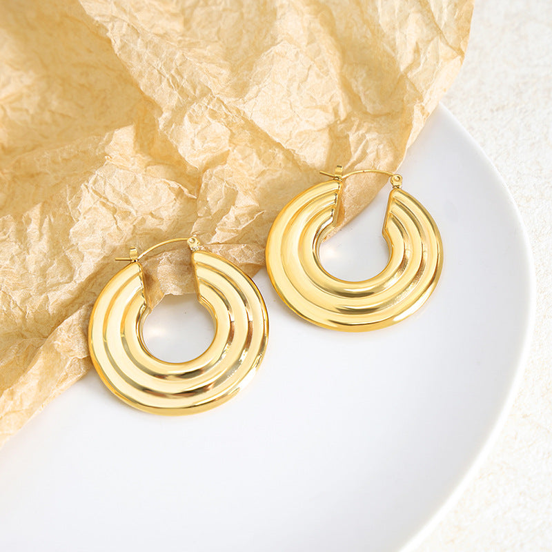 Luxury Hoop Earrings: 18K Gold Multi-layer Surrounding Ring Fashion Lux Shop