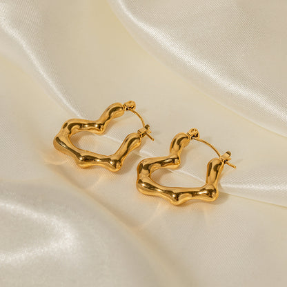 Bamboo Heart 18K Earrings Fashion Lux Shop