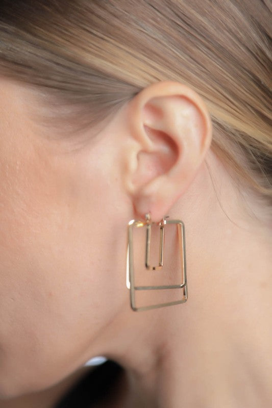 MINIMAL GOLD SQUARE CUT OUT EARRINGS Fashion Lux Shop