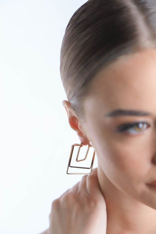 MINIMAL GOLD SQUARE CUT OUT EARRINGS Fashion Lux Shop