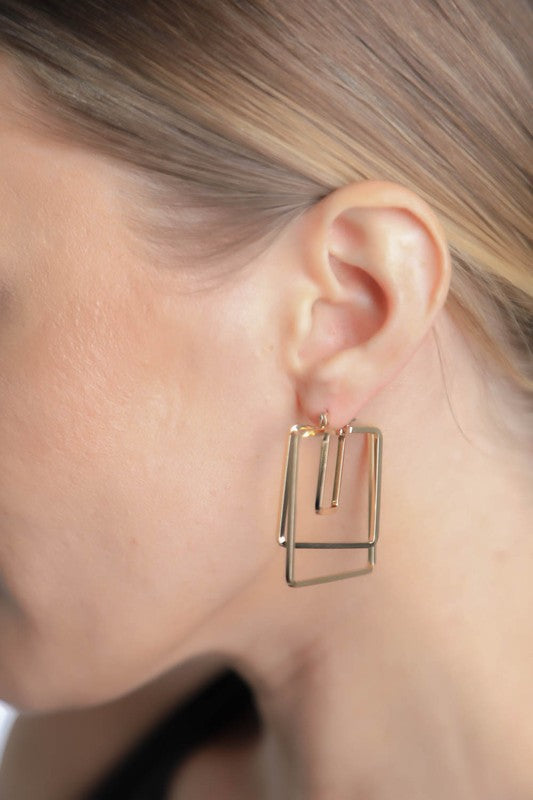 MINIMAL GOLD SQUARE CUT OUT EARRINGS Fashion Lux Shop