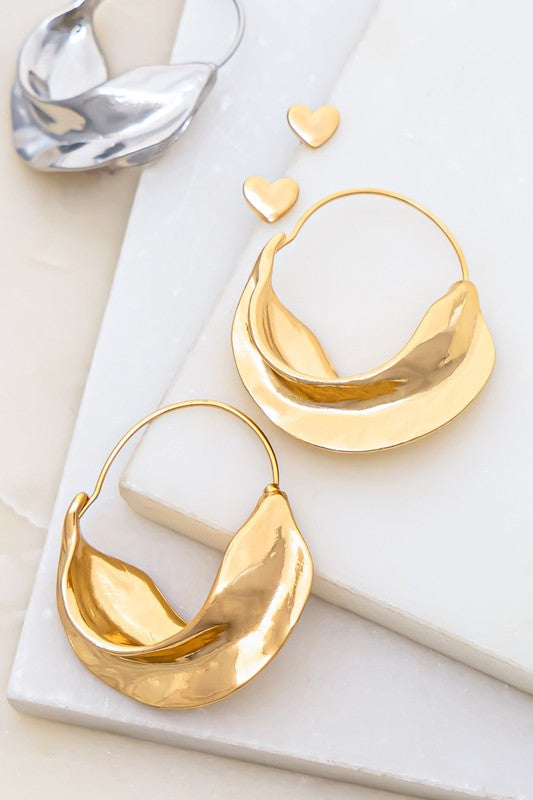 GOLD NUGGET HOOP/HEART STUD Fashion Lux Shop