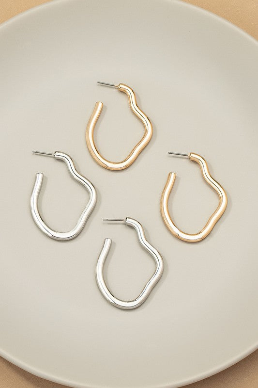 Gold Irregular shape hoop earrings Fashion Lux Shop