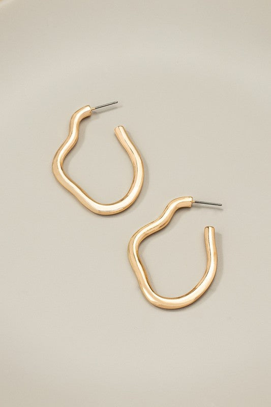 Gold Irregular shape hoop earrings Fashion Lux Shop