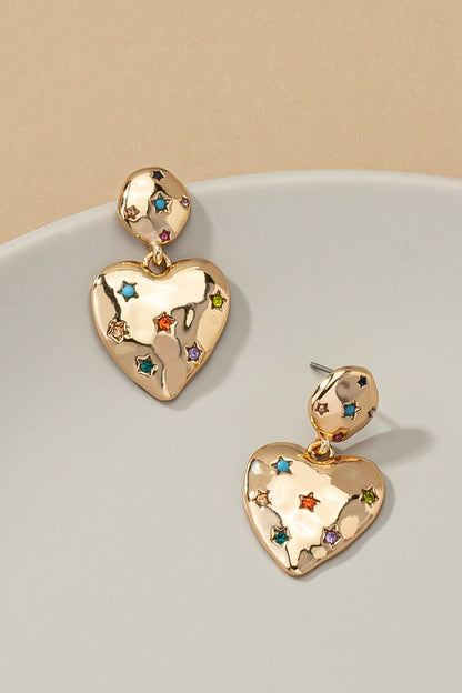 Heart rhinestones stars earrings Fashion Lux Shop