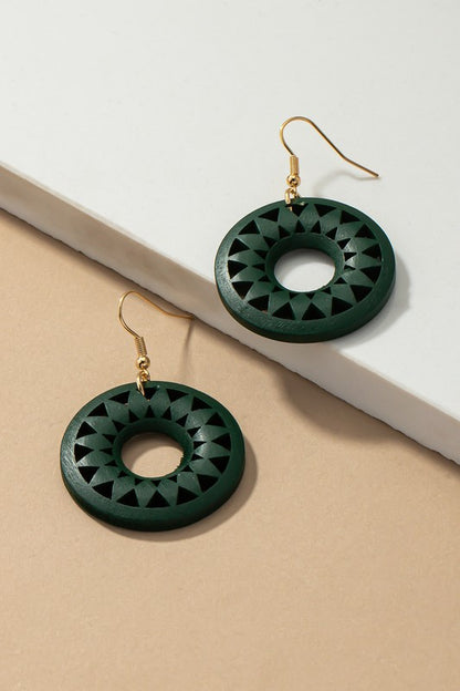 Circle Wood style drop earrings Fashion Lux Shop