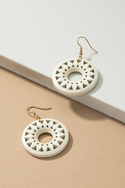 Circle Wood style drop earrings Fashion Lux Shop