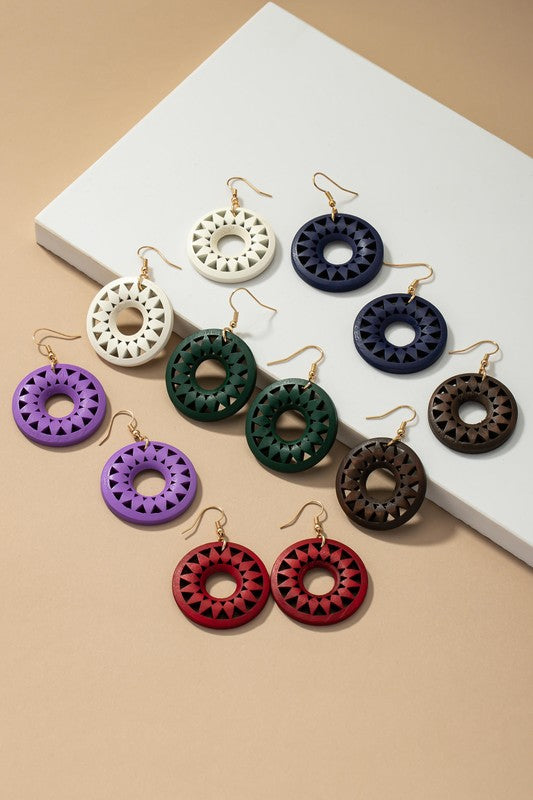 Circle Wood style drop earrings Fashion Lux Shop