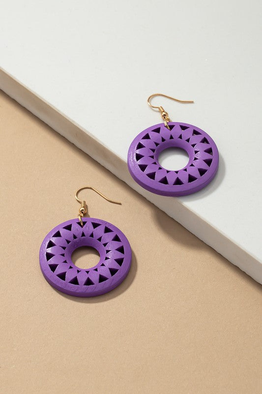 Circle Wood style drop earrings Fashion Lux Shop