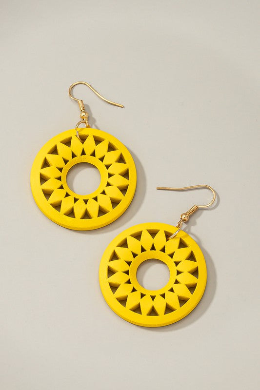 Circle Wood style drop earrings Fashion Lux Shop