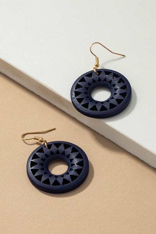 Circle Wood style drop earrings Fashion Lux Shop