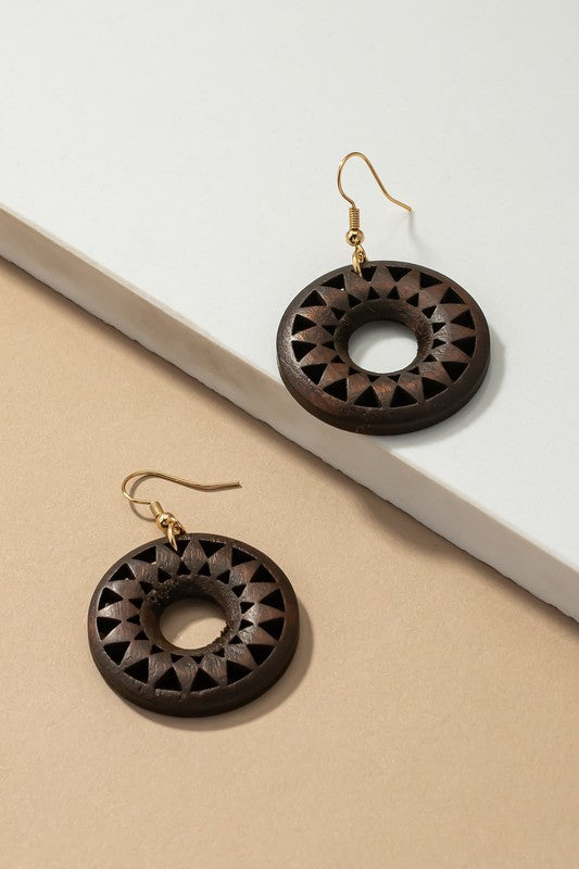 Circle Wood style drop earrings Fashion Lux Shop