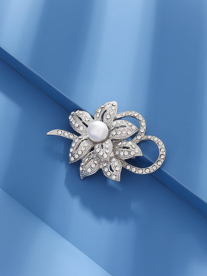 Crystal Pearl &amp; Rhinestone Bowknot Brooch Fashion Lux Shop