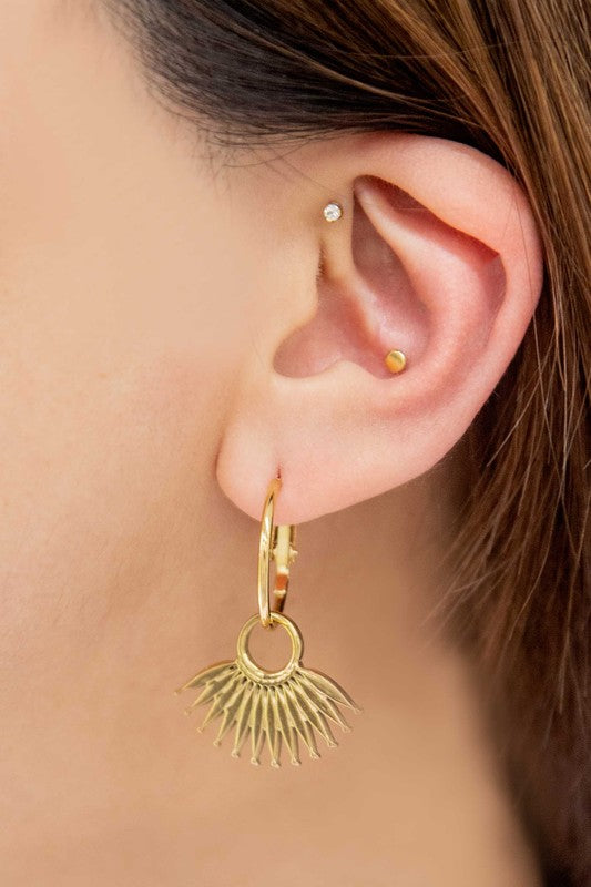 Palm Drop Hoop Earrings Fashion Lux Shop