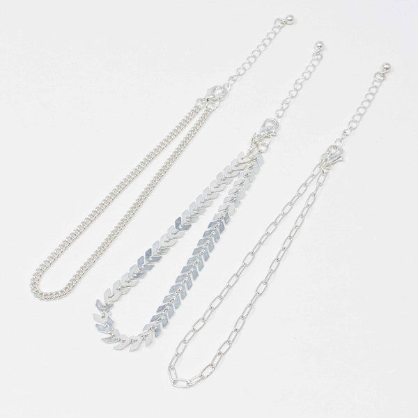 Chain Anklet, Set of 3 Fashion Lux Shop