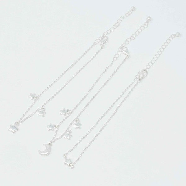 Star Chain Anklet, Set of 3 Fashion Lux Shop