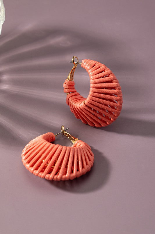 Cord braided cone shape hoop earrings