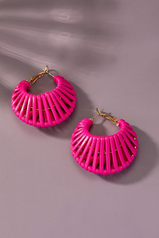 Cord braided cone shape hoop earrings