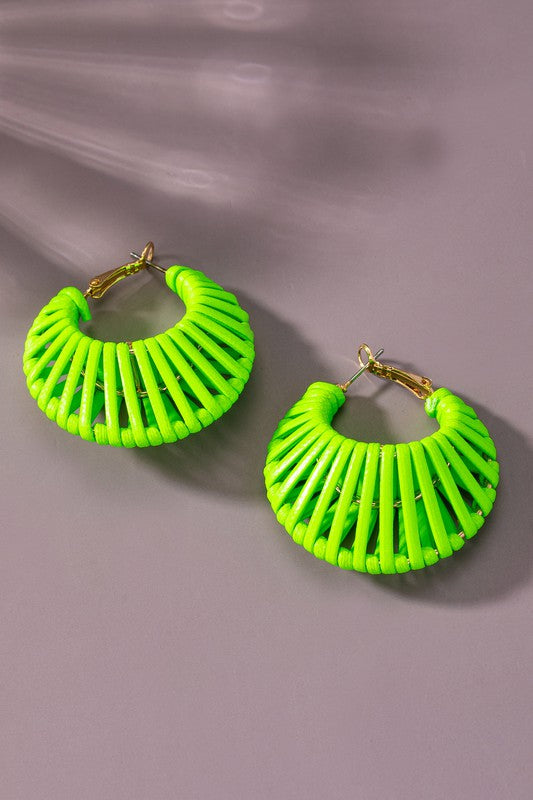 Cord braided cone shape hoop earrings