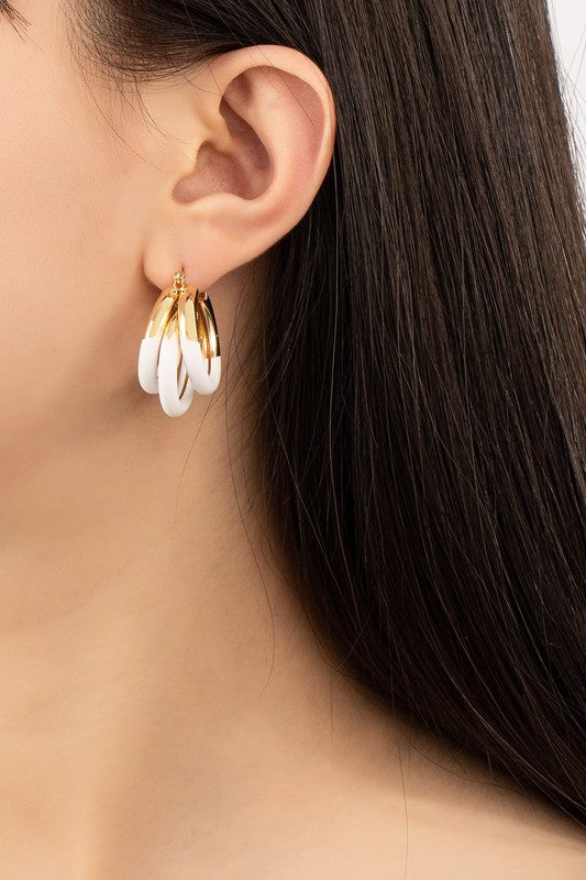 Tube hoop earrings Triple layer Fashion Lux Shop