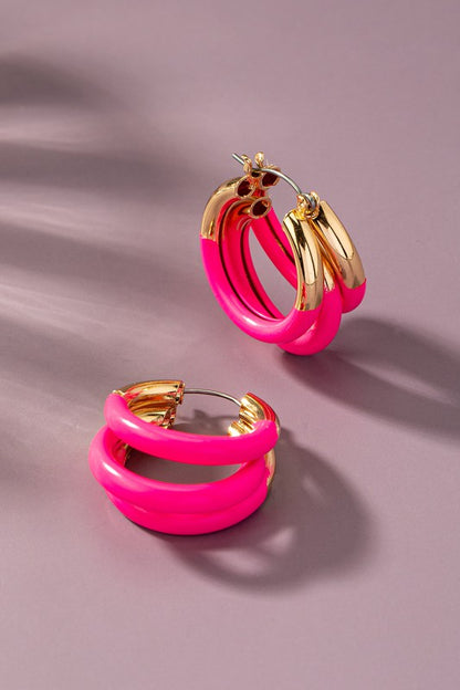 Tube hoop earrings Triple layer Fashion Lux Shop