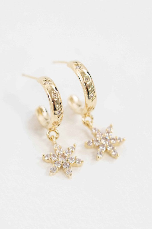 Floral Charm Hoop Earrings Fashion Lux Shop