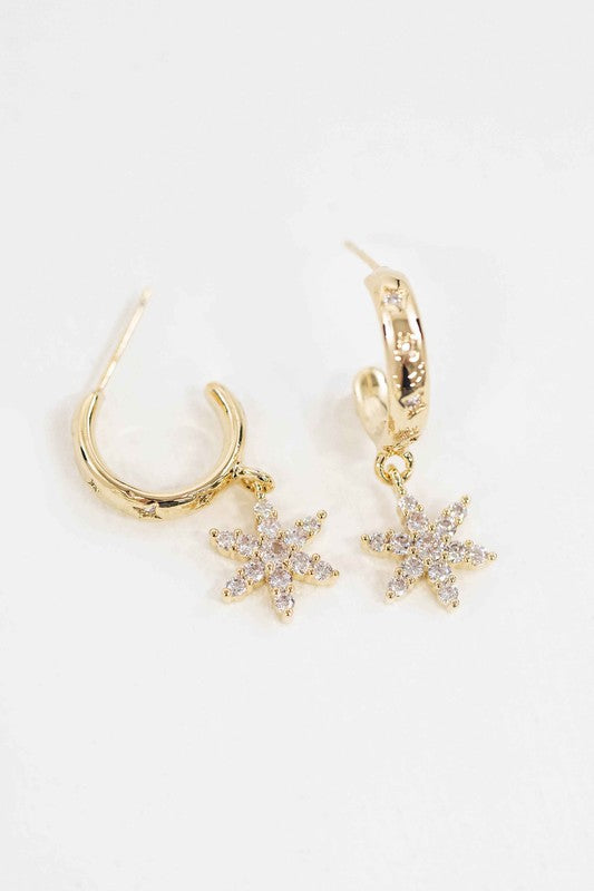 Floral Charm Hoop Earrings Fashion Lux Shop