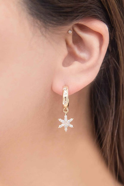 Floral Charm Hoop Earrings Fashion Lux Shop