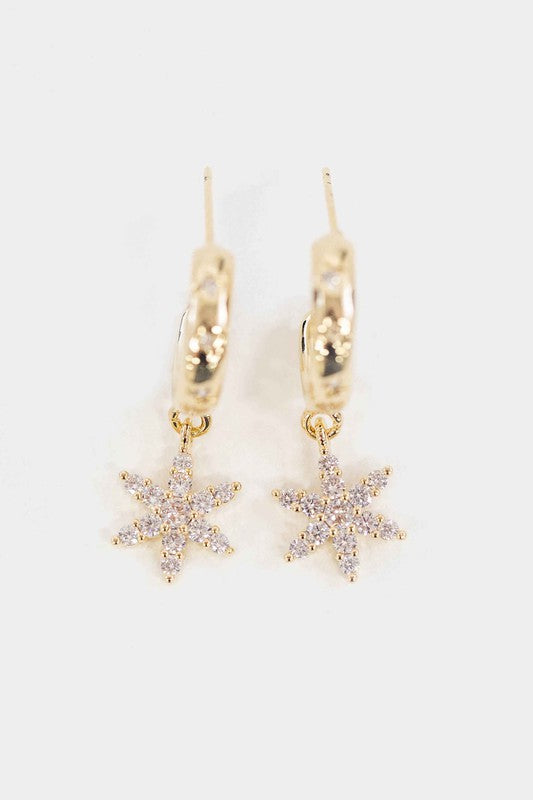 Floral Charm Hoop Earrings Fashion Lux Shop