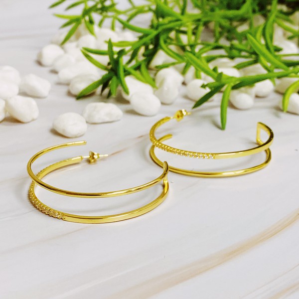 Doubled Open Hoop Earrings Fashion Lux Shop