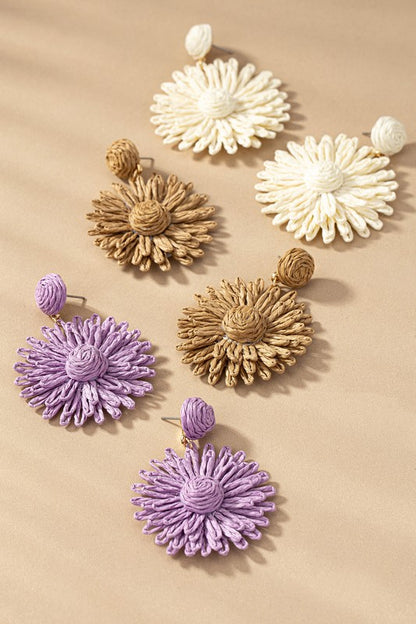 Straw flower drop earrings Fashion Lux Shop