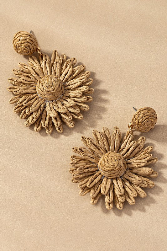 Straw flower drop earrings Fashion Lux Shop