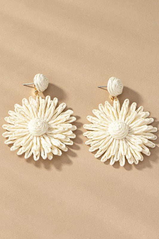 Straw flower drop earrings Fashion Lux Shop