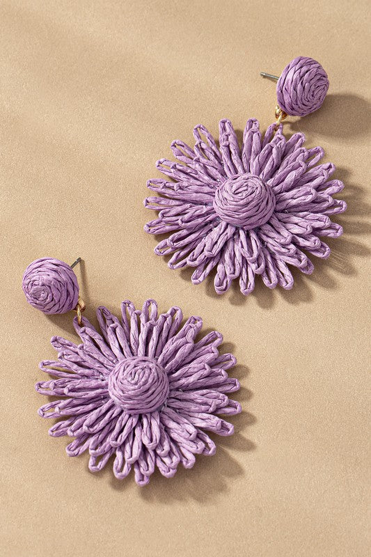 Straw flower drop earrings Fashion Lux Shop