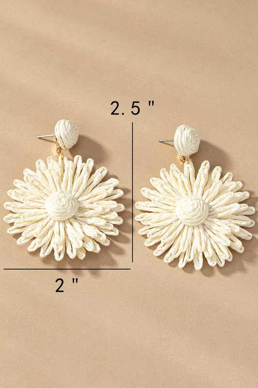 Straw flower drop earrings Fashion Lux Shop