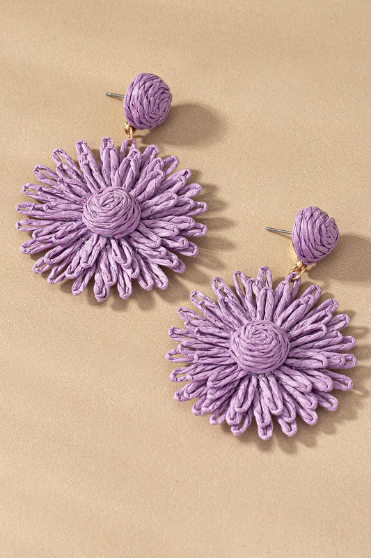 Straw flower drop earrings Fashion Lux Shop